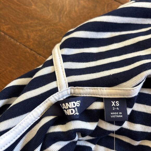 NWT‎ Lands' End Striped V-Neck Terry Hooded Swimsuit Cover Up Dress Blue XS - Picture 7 of 9